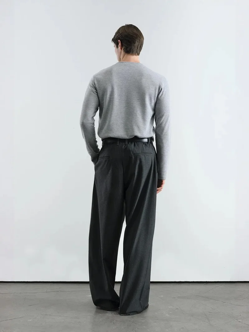 Giesto Black GIESTO Men's Striped Palazzo Pants with Pleats for Men | Best Price UAE